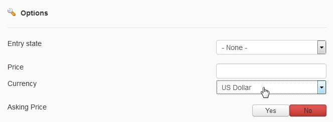 Currency setting in frontend edit mask