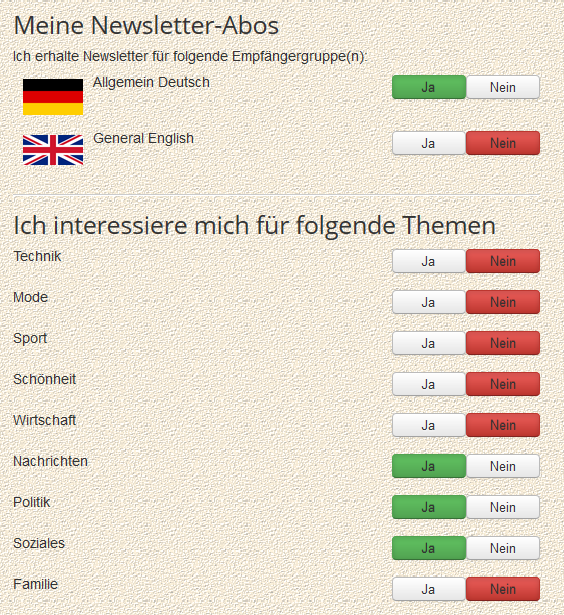 KISS Newsletter Anmeldeformular - Interessengruppen