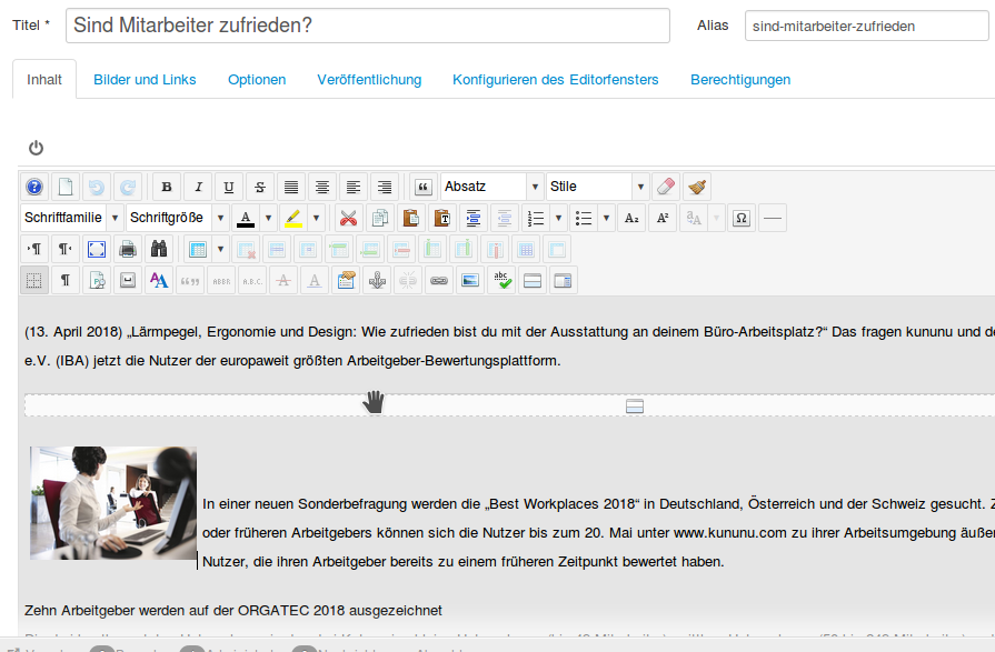 So ist es richtig: Das Bild steht im Haupttext